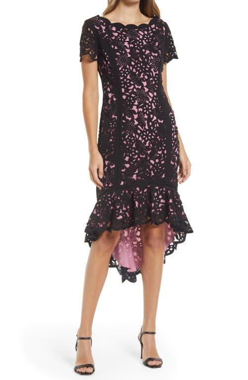 Shani Laser Cut Floral High-Low Cocktail Dress Product Image