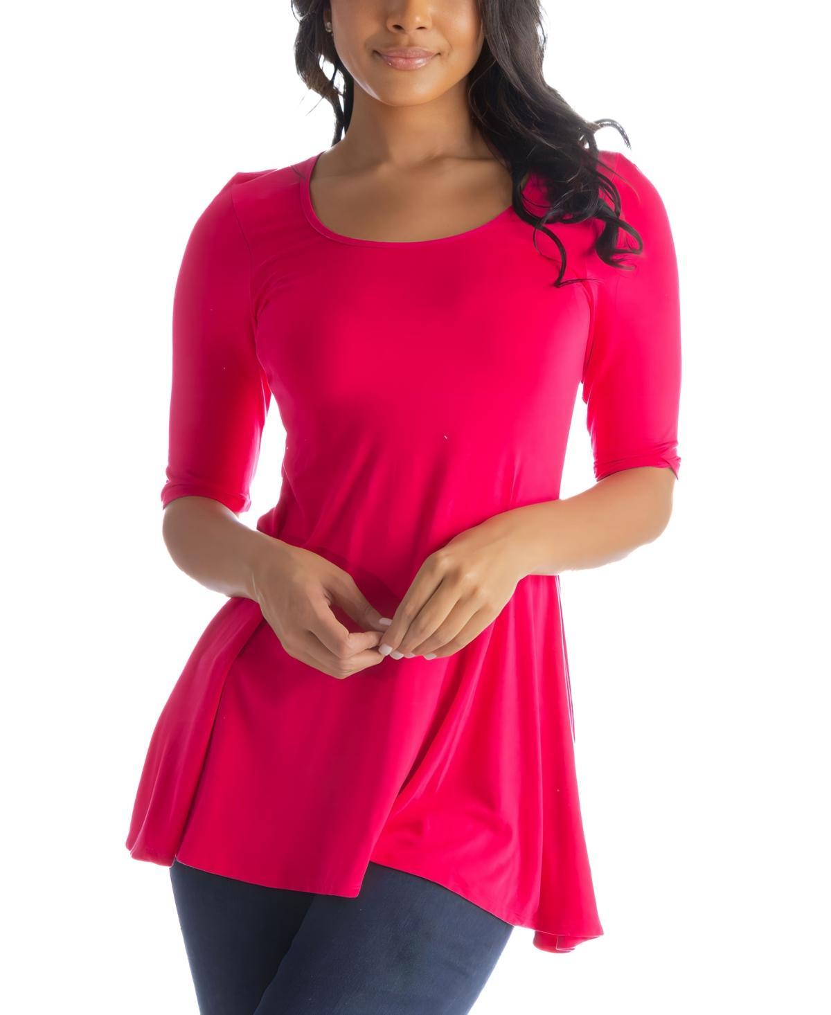 24seven Comfort Apparel Womens Elbow Sleeve Swing Tunic Top Product Image