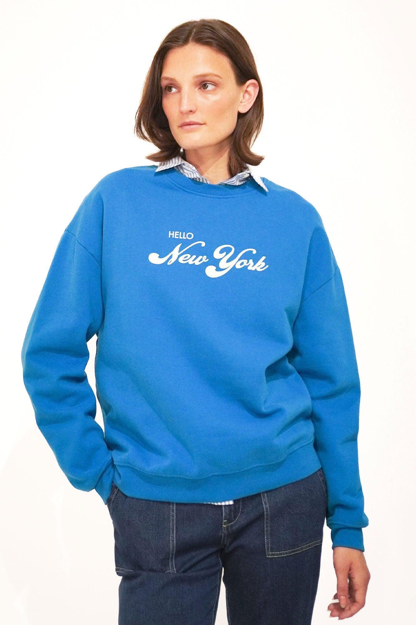 The Oversized Hello New York Sweatshirt - Royal Blue Female Product Image