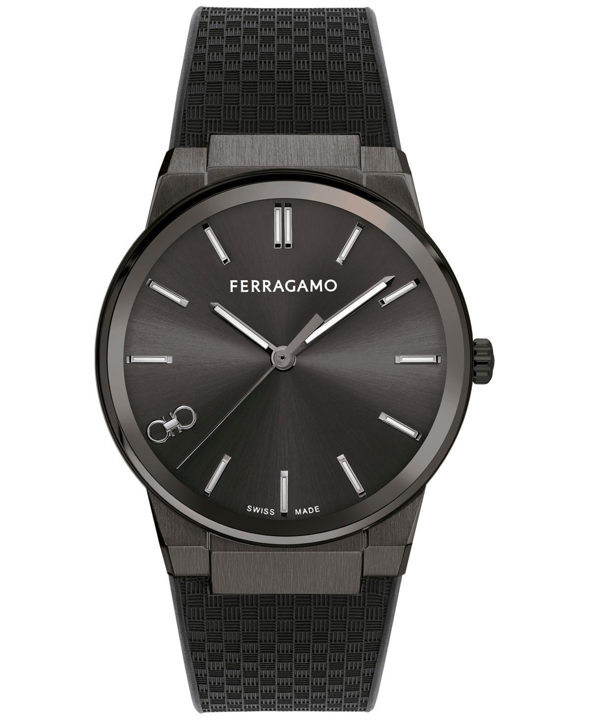 Salvatore Ferragamo Mens Swiss Black Rubber Strap Watch 41mm Product Image