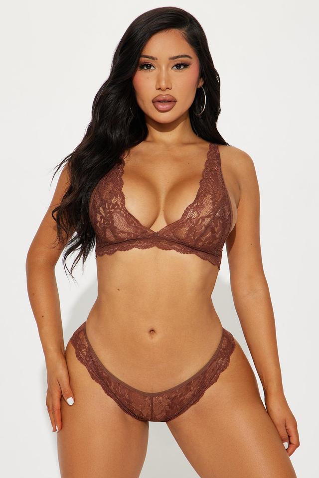 Sultry Moments Lace Bralette 2 Piece Set - Chocolate Product Image