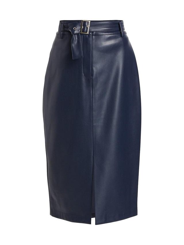 Womens The Kris Belted Faux Leather Skirt Product Image