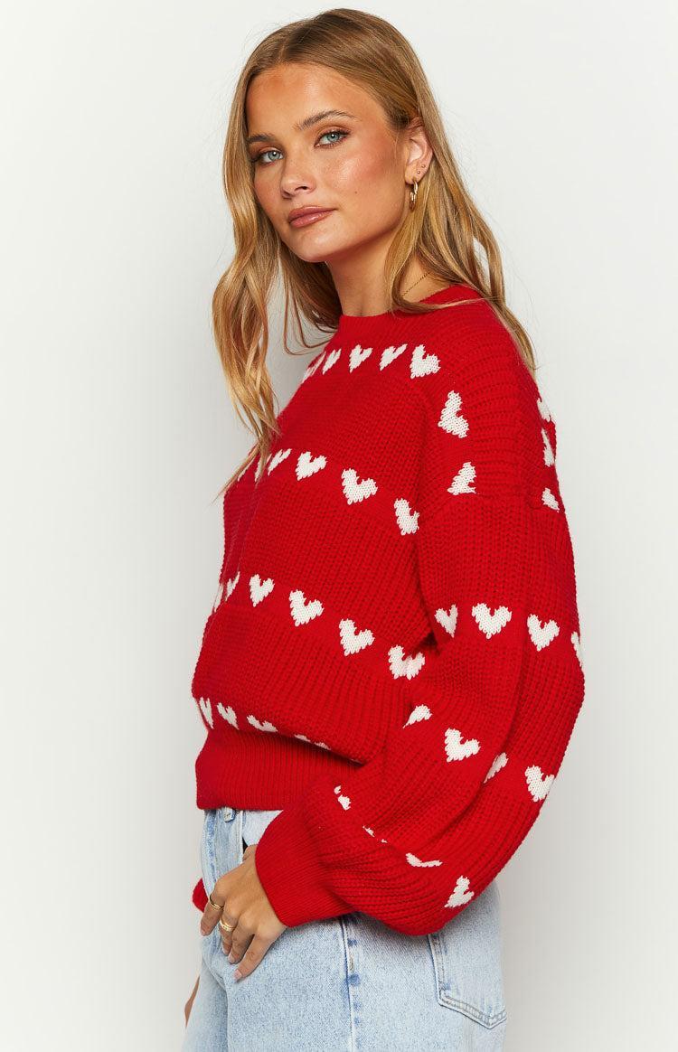 Lovey White Heart Stripe Jumper Product Image