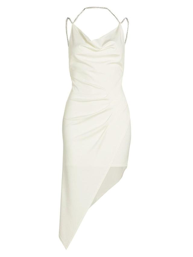 Womens Satin Crystal-Strap Draped Minidress Product Image