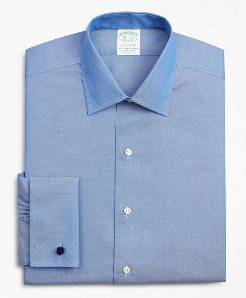 Stretch Milano Slim Fit Dress Shirt, Non-Iron Pinpoint Ainsley Collar French Cuff Product Image