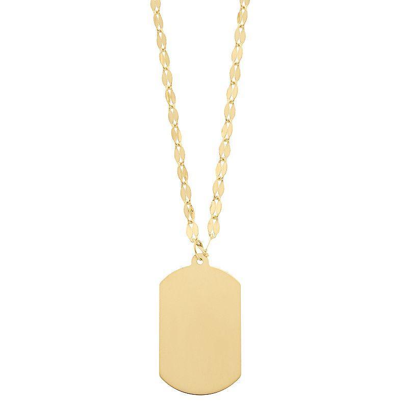 14k Gold Dog Tag Necklace, Womens Product Image