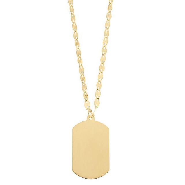 14k Gold Dog Tag Necklace, Womens Product Image