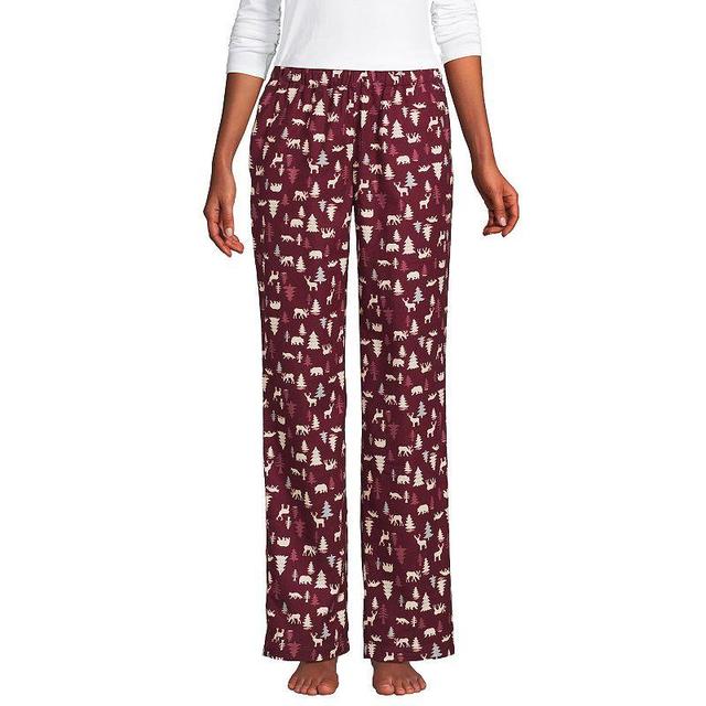 Petite Lands End Womens Flannel Pajama Pants Deep Blue Pups Product Image