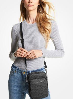 Michael Kors Medium Signature Leather North South Chain Crossbody Handbag Women's - grey Product Image