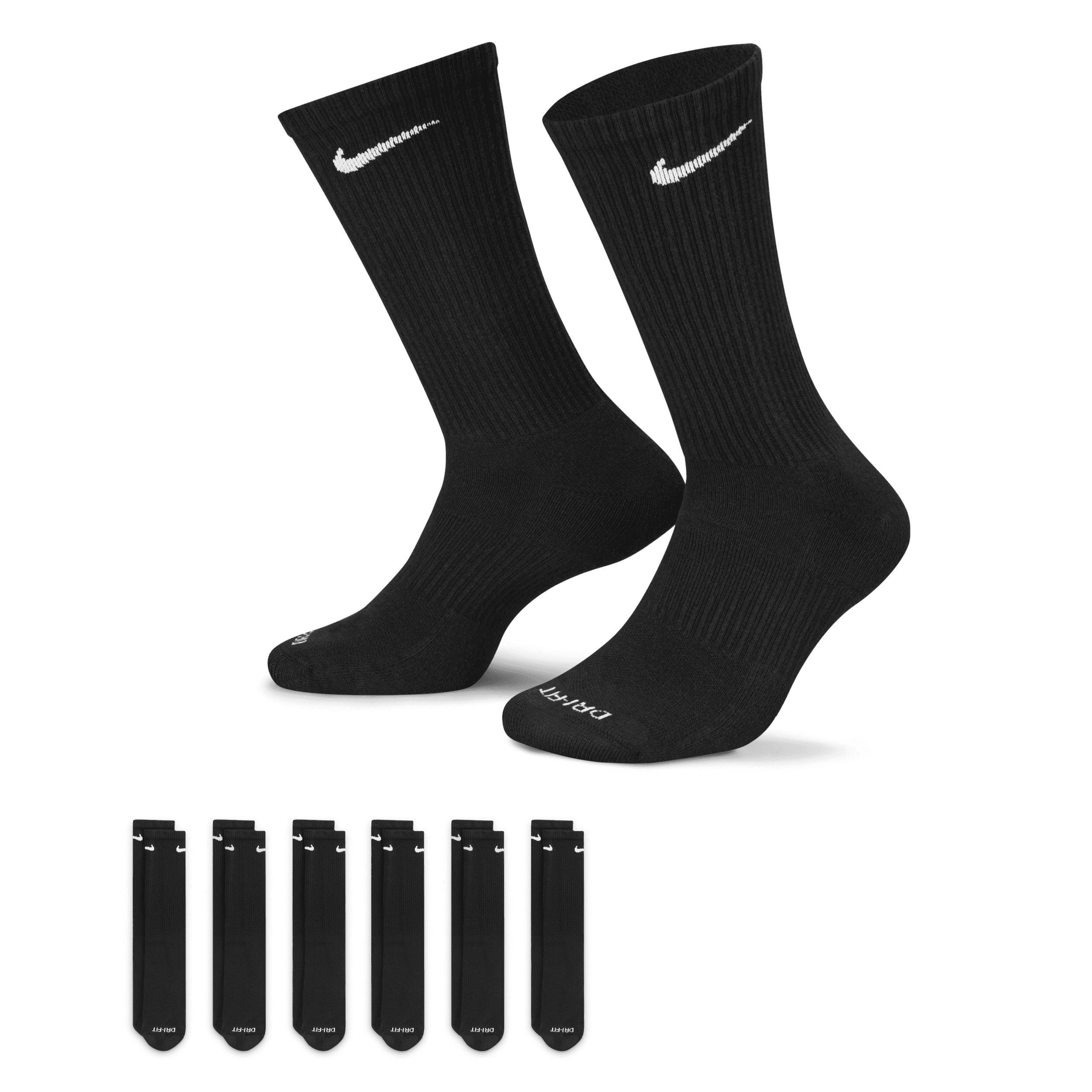 Nike Mens Nike 6 Pack Everyday Plus Cushioned Socks - Mens Black/White Product Image