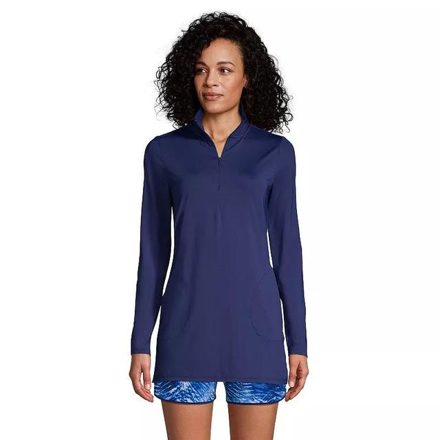 Womens Lands End 1/4-Zip UPF 50 Rash Guard Cover-Up Deep Blue Product Image