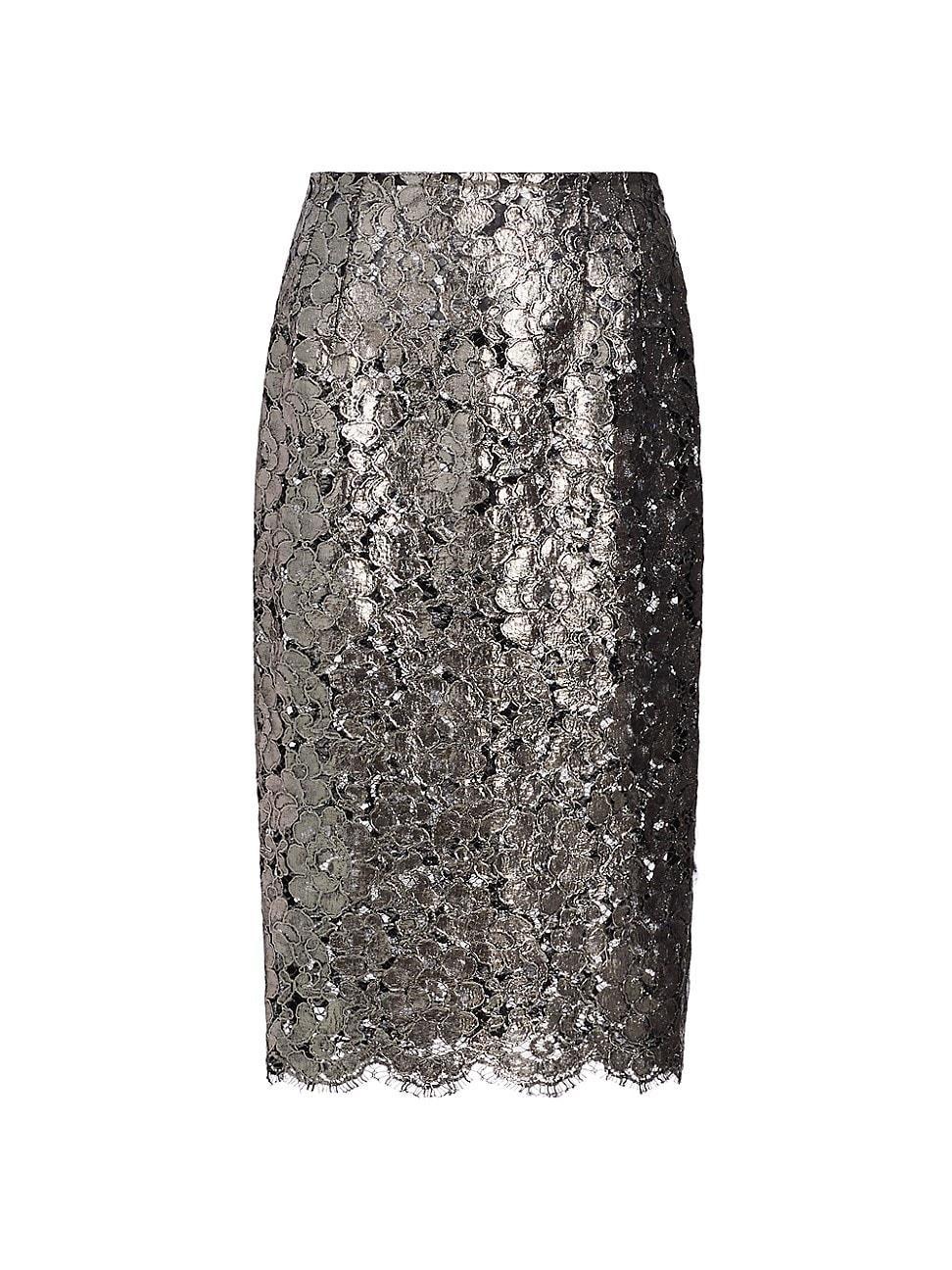 Womens Lacquard Lace Pencil Skirt Product Image