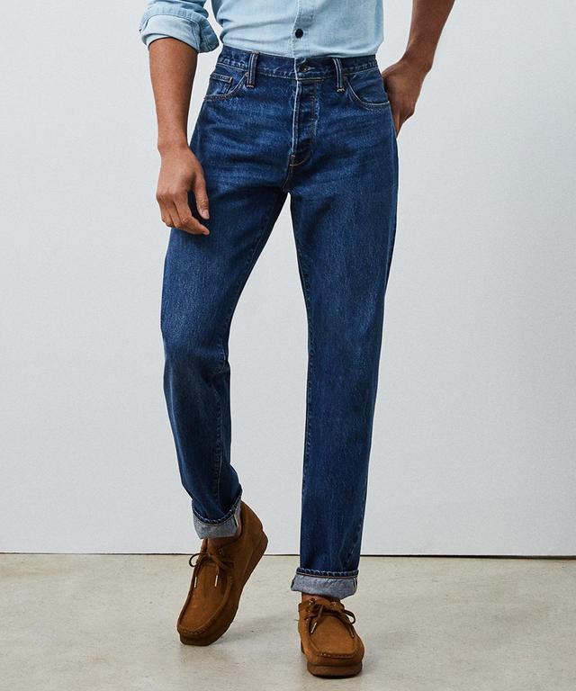 Straight Selvedge Jean in Mid-Blue Wash Product Image