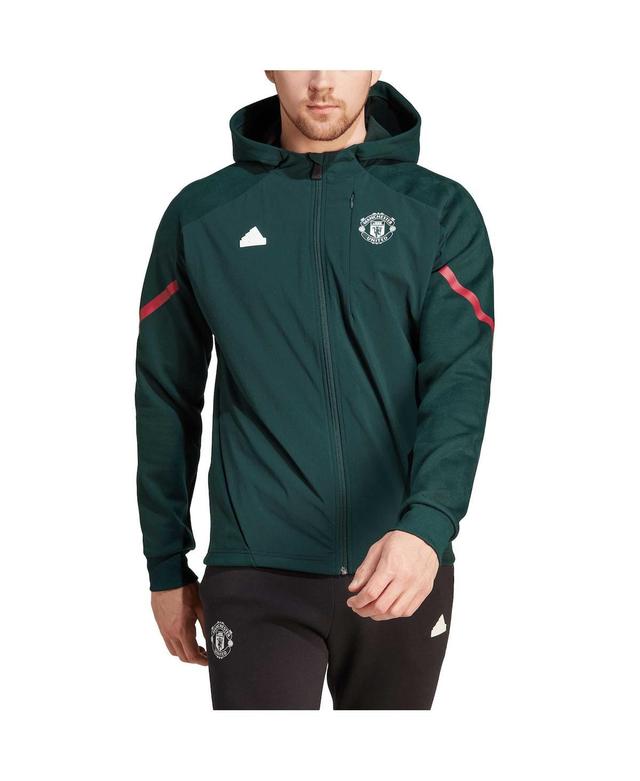 Mens adidas Green Manchester United Designed for Gameday Raglan Full-Zip Hoodie Jacket Product Image