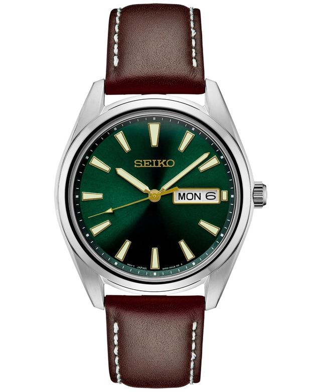 Seiko Mens Essential Stainless Steel Green Dial Watch - SUR449 Brown Product Image