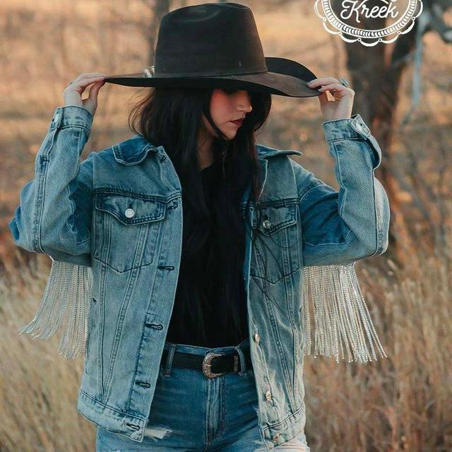 Plus Rhinestone Rodeo Denim Jacket* Product Image