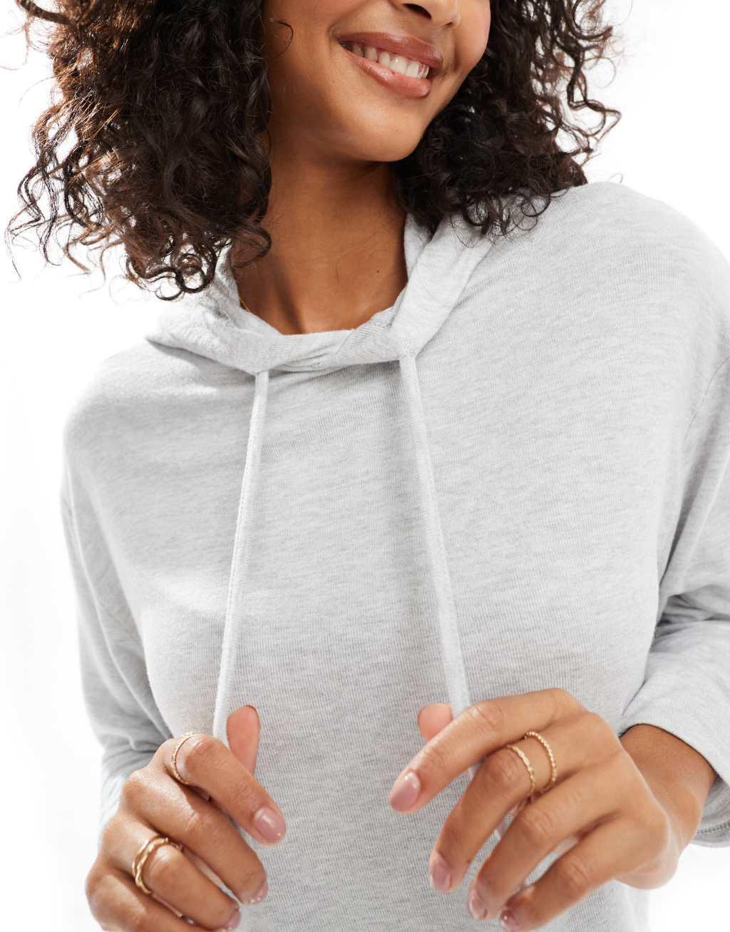 Cotton On super soft hooded long sleeve pajama top in gray Product Image