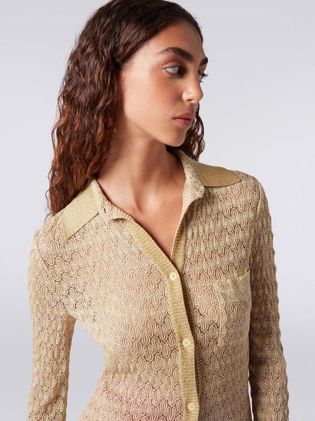 Viscose blend lace effect shirt with lamé Ochre & Yellow Lamé | Missoni Product Image