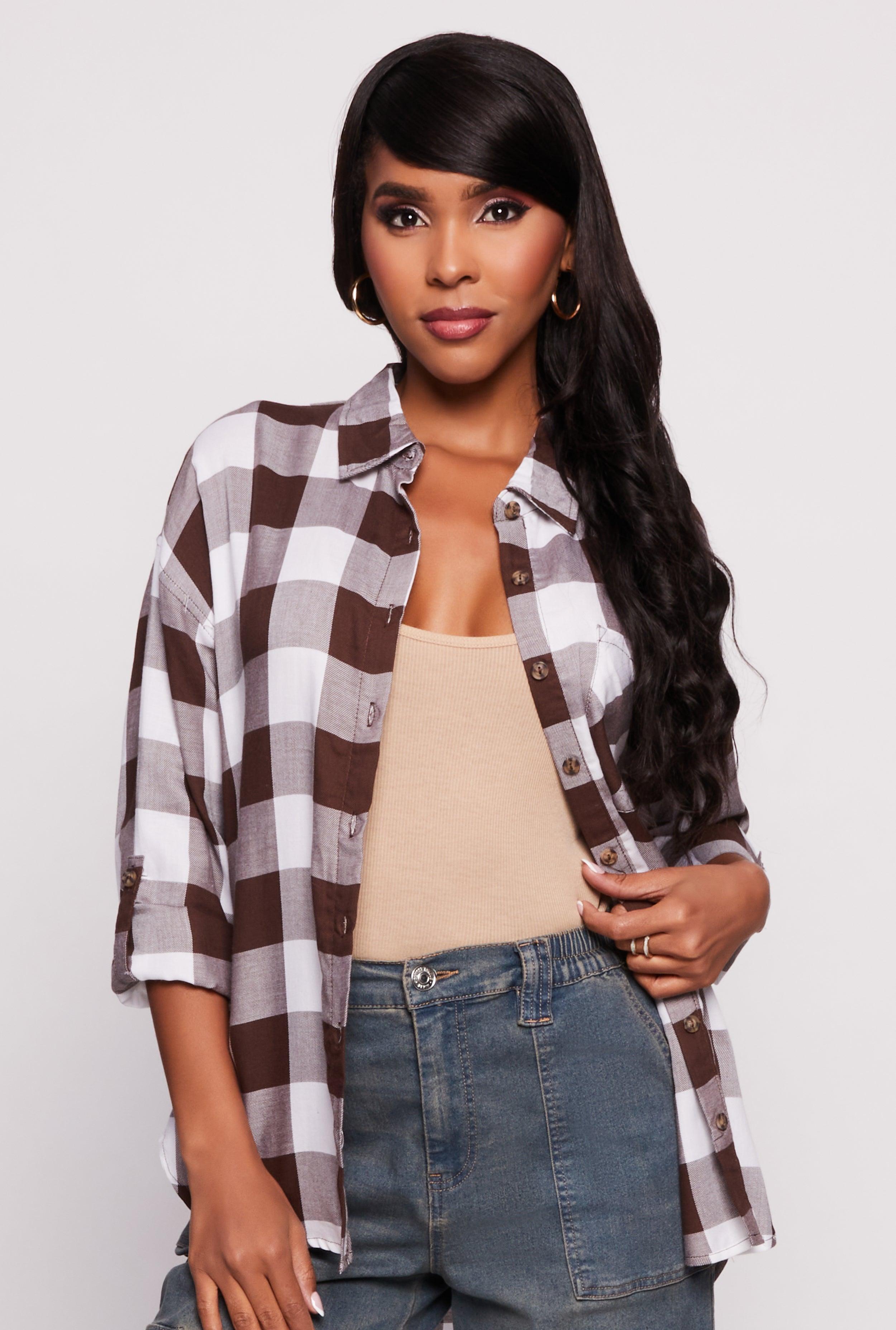 Womens Buffalo Plaid Tunic Shirt Product Image