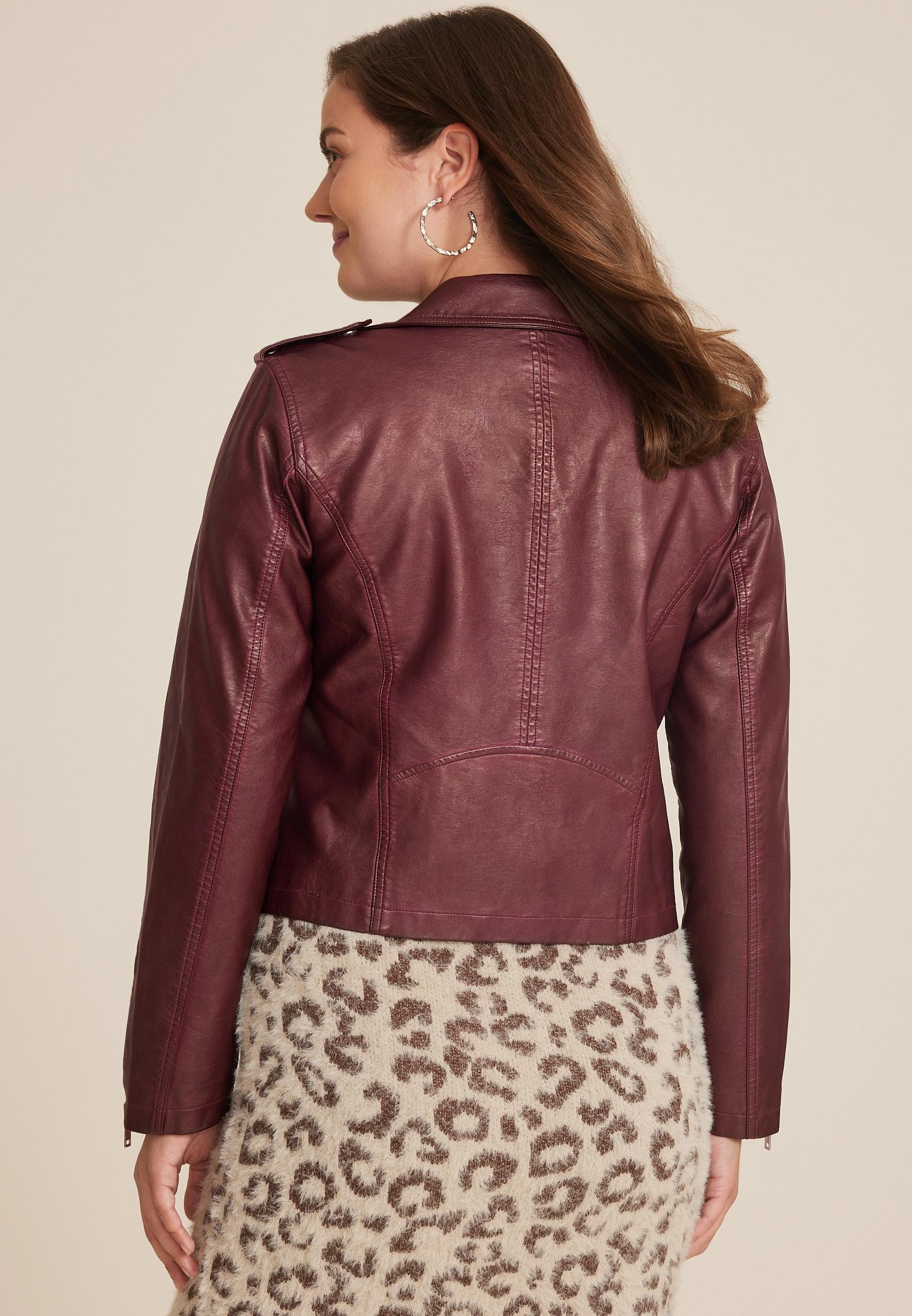 Faux Leather Moto Jacket Product Image