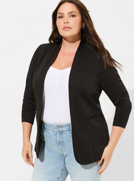 Stretch Challis Collarless Blazer Product Image