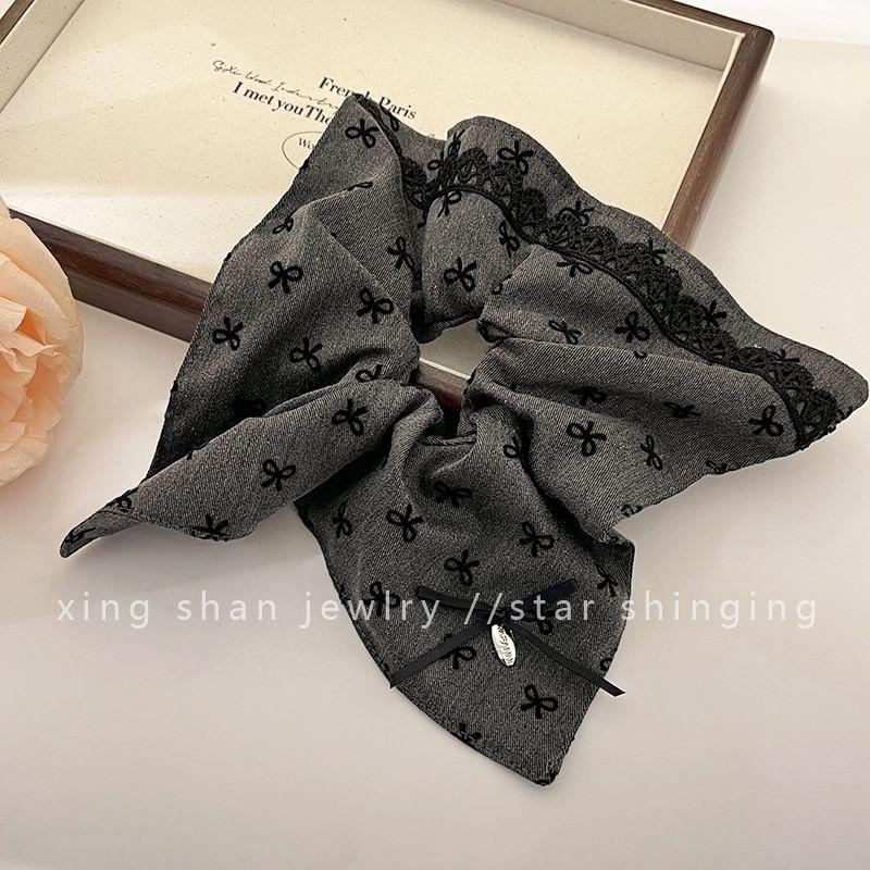 Lace Trim Bowknot Hair Scrunchie Product Image