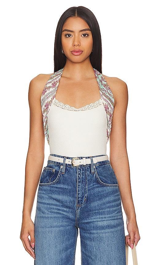 Free People x Intimately FP Eyes For U Halter Bodysuit in Ivory. Product Image