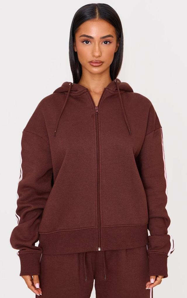 Petite Chocolate Hooded Zip Up Sweatshirt  Product Image