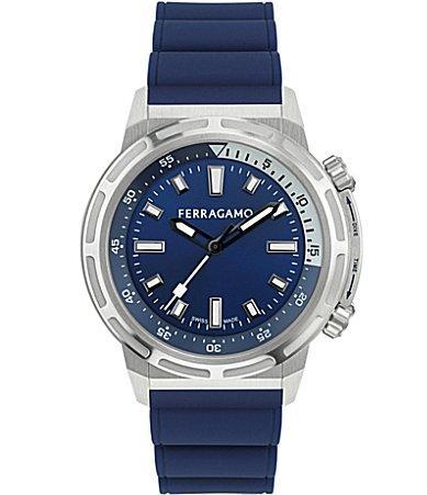 Salvatore Ferragamo Mens Nima Analog Silver Blue Silicone Strap Watch Product Image