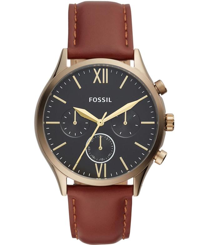 Fossil Men's Fenmore Midsize Multifunction, Brown-Tone Stainless Steel Watch - brown - Size: fits 8" wrist Product Image