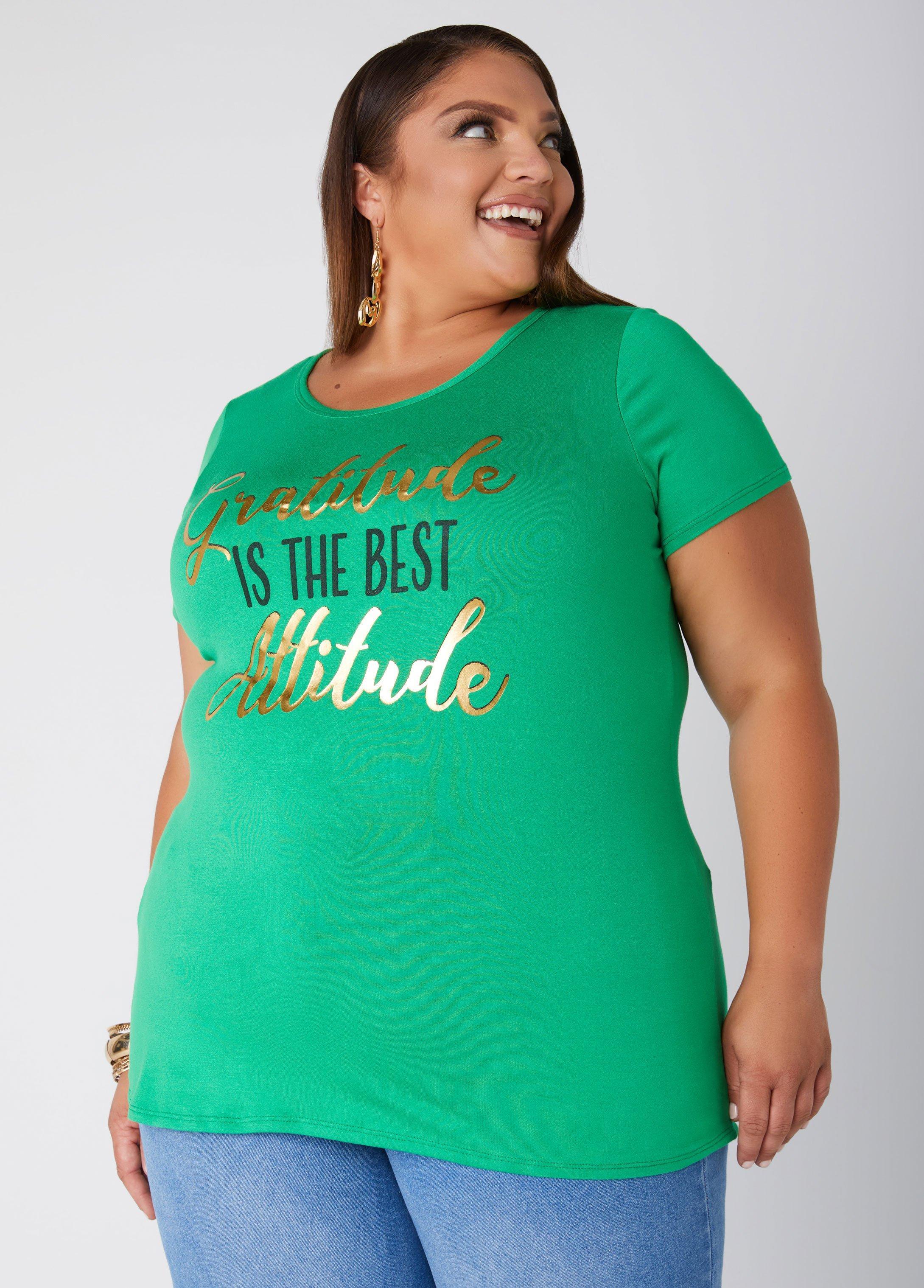 Plus Size Gratitude Attitude Graphic Tee Ashley Stewart Product Image