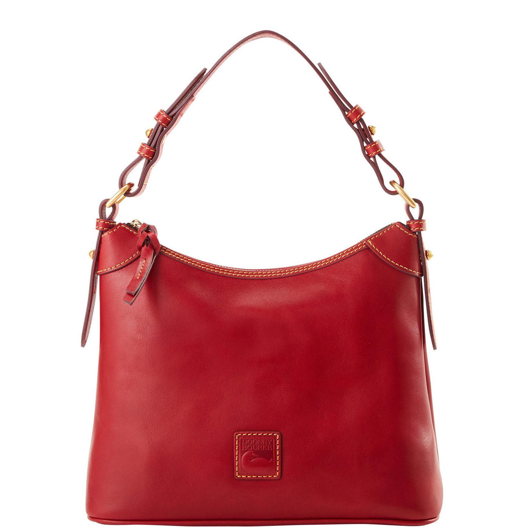 Dooney & Bourke Womens Florentine Small Leather Hobo Bag in Red Product Image