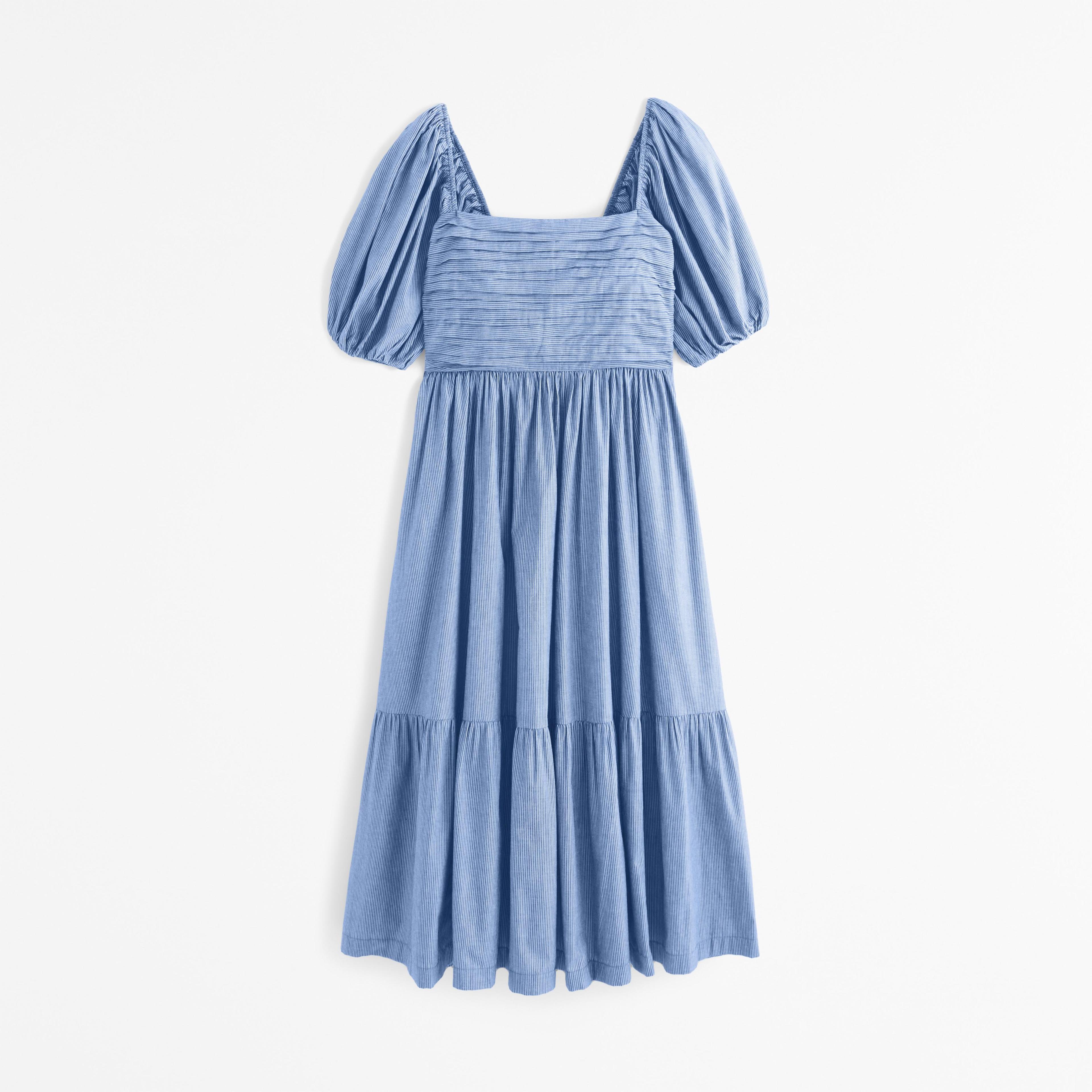 The A&F Emerson Poplin Puff Sleeve Midi Dress Product Image