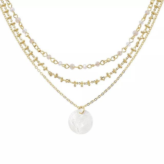 LC Lauren Conrad Gold Tone 3-Row Multi-Pendant Necklace, Womens, White Product Image