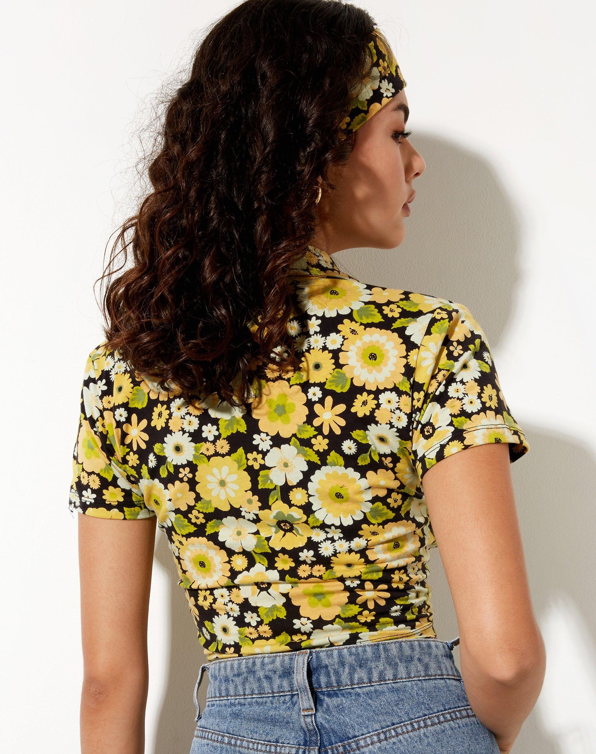 Wuma Cropped Shirt in Retro Floral Product Image