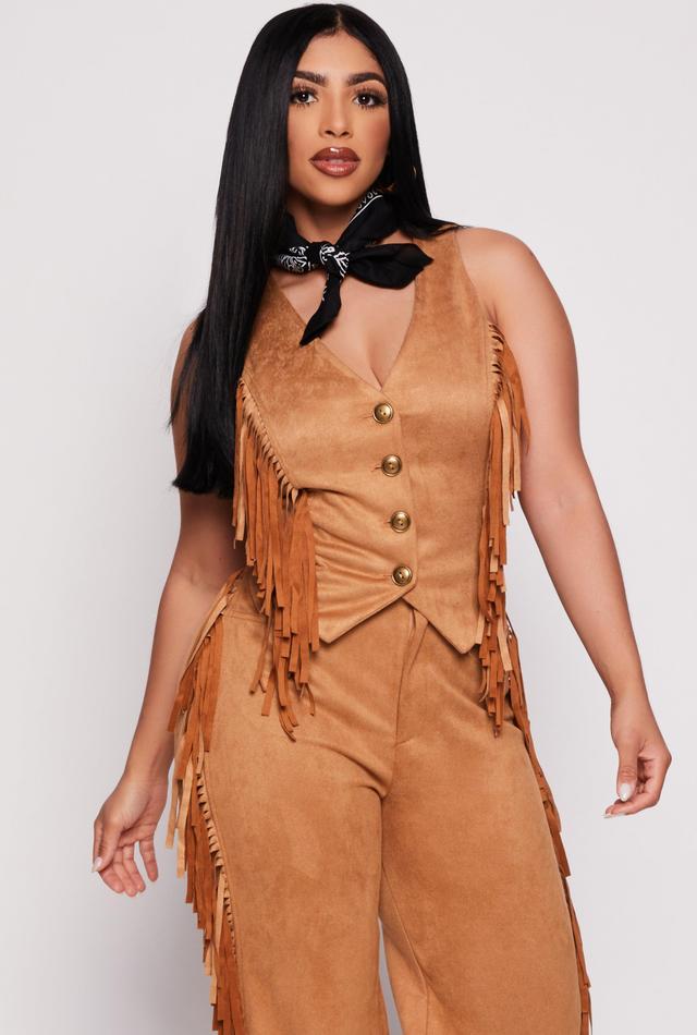 Womens Faux Suede Fringe Vest Product Image