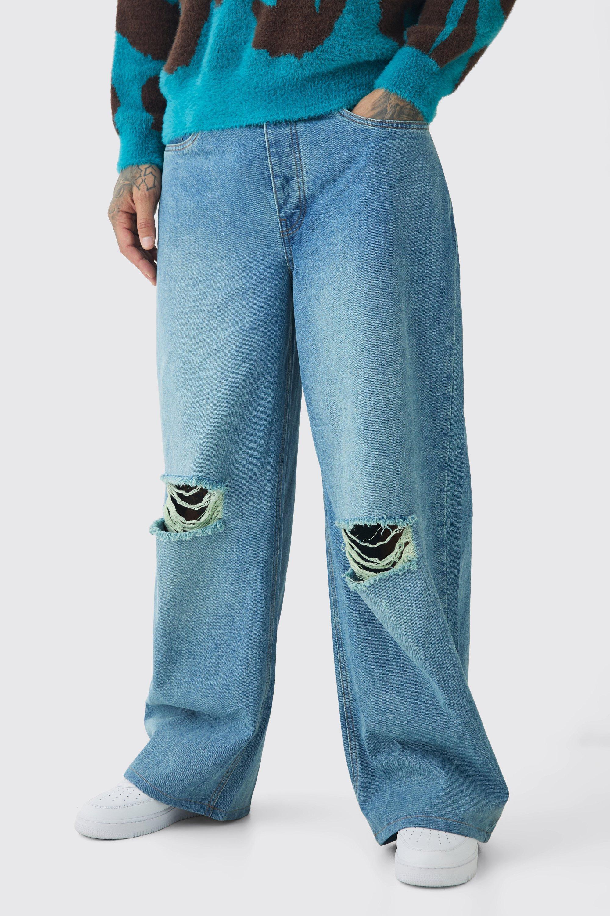 Tall Baggy Fit Distressed Jeans | boohooMAN USA Product Image