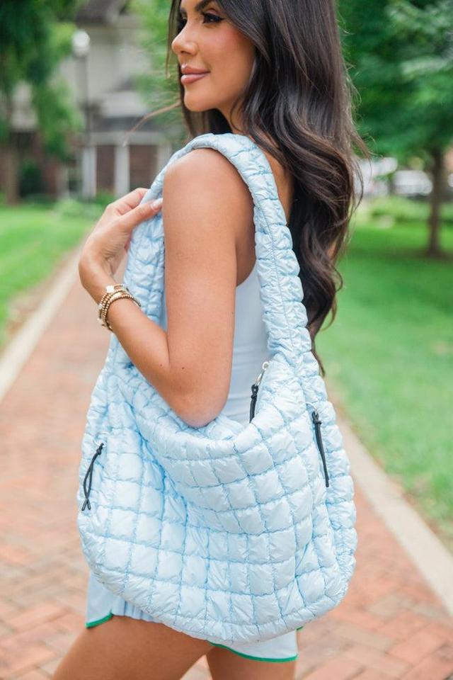 Light Blue Quilted Carry-All Bag Product Image