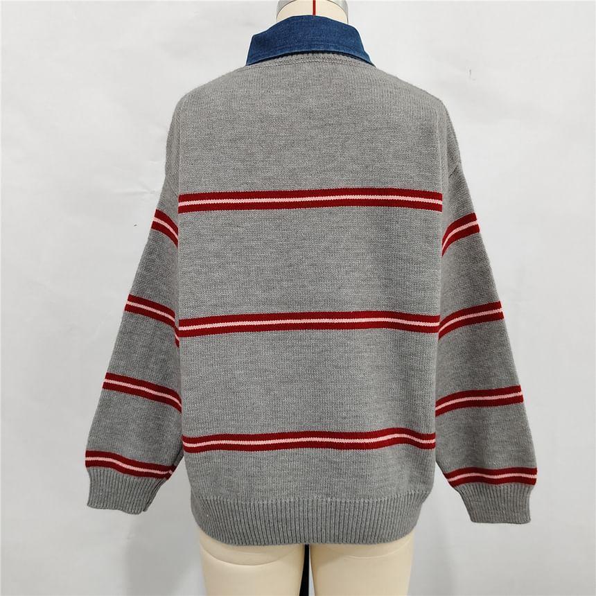 Crew Neck Striped Sweater Product Image