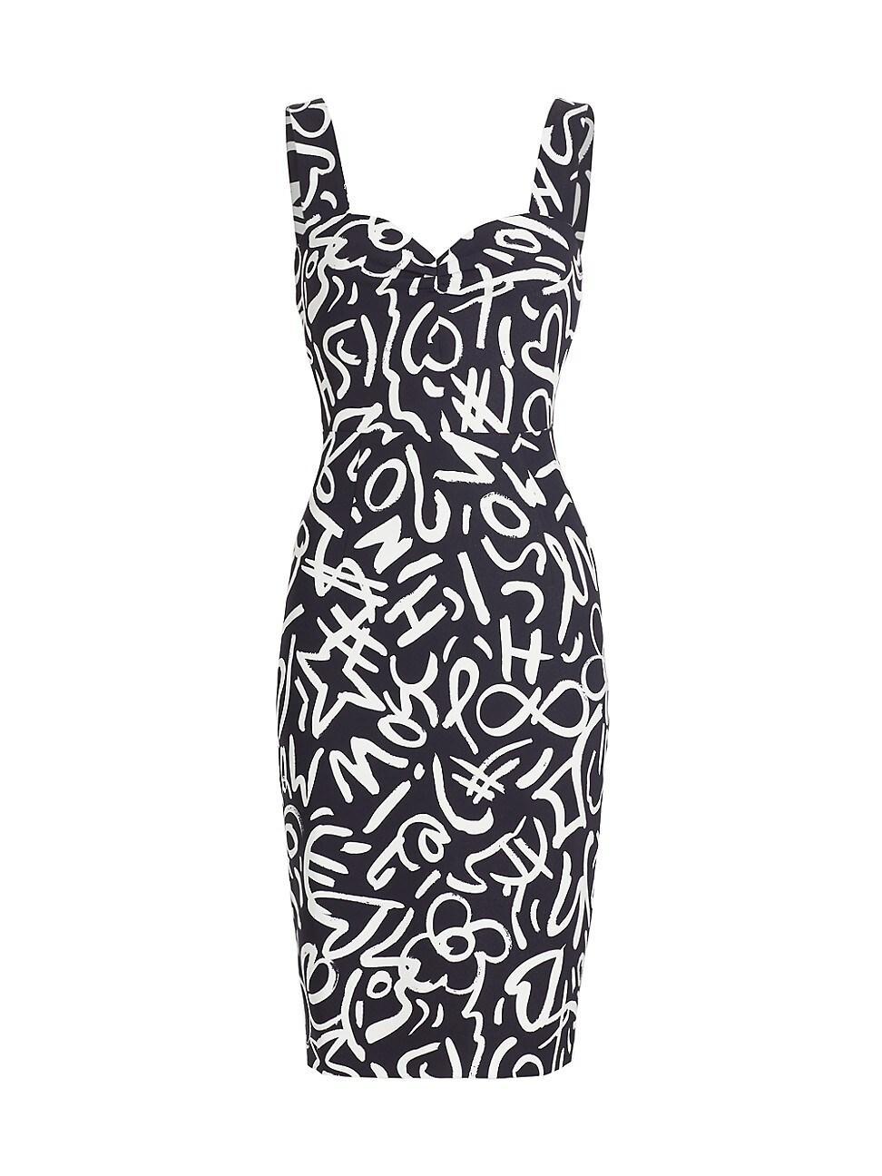 Womens Scribble Logo Sweetheart Midi-Dress Product Image