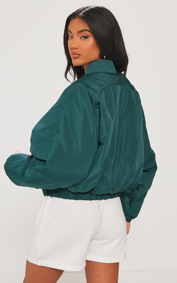 Forest Green Zip Up Puffer Bomber Jacket Product Image