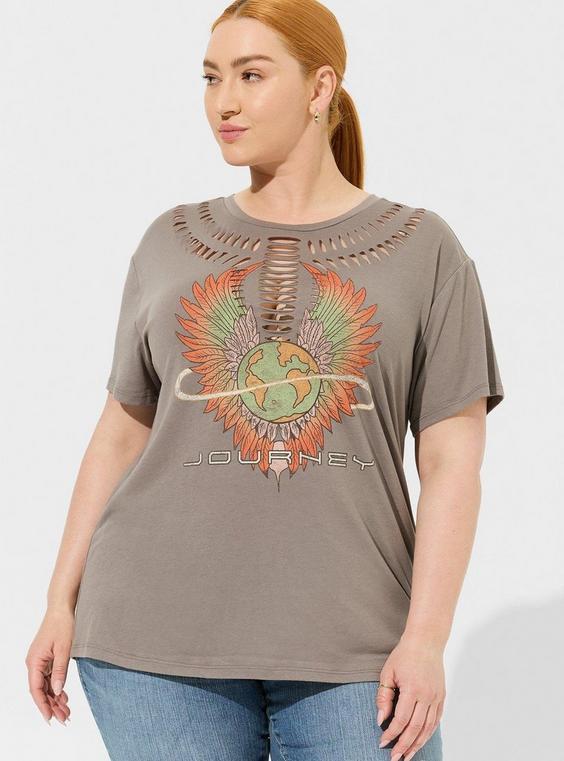 Journey Relaxed Fit Cotton Yoke Slash Tee Product Image