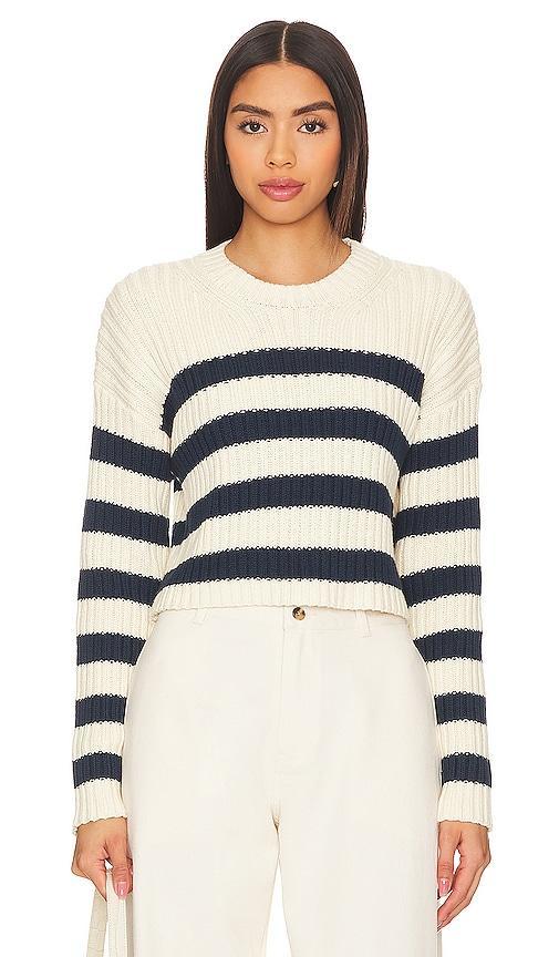 Striped Ribbed Cropped Sweater Product Image