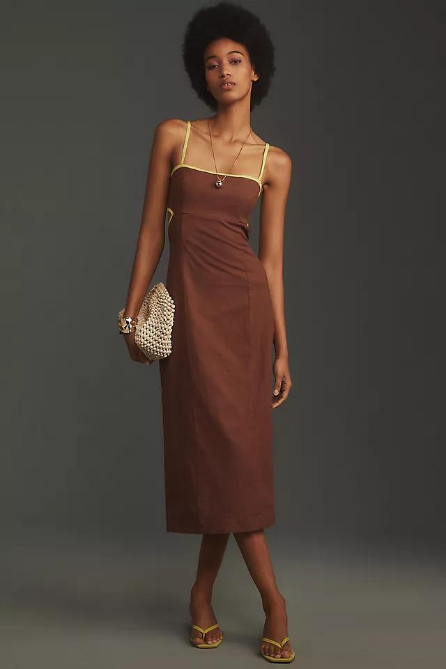 The Dafni Cutout Linen Midi Dress by Maeve Product Image