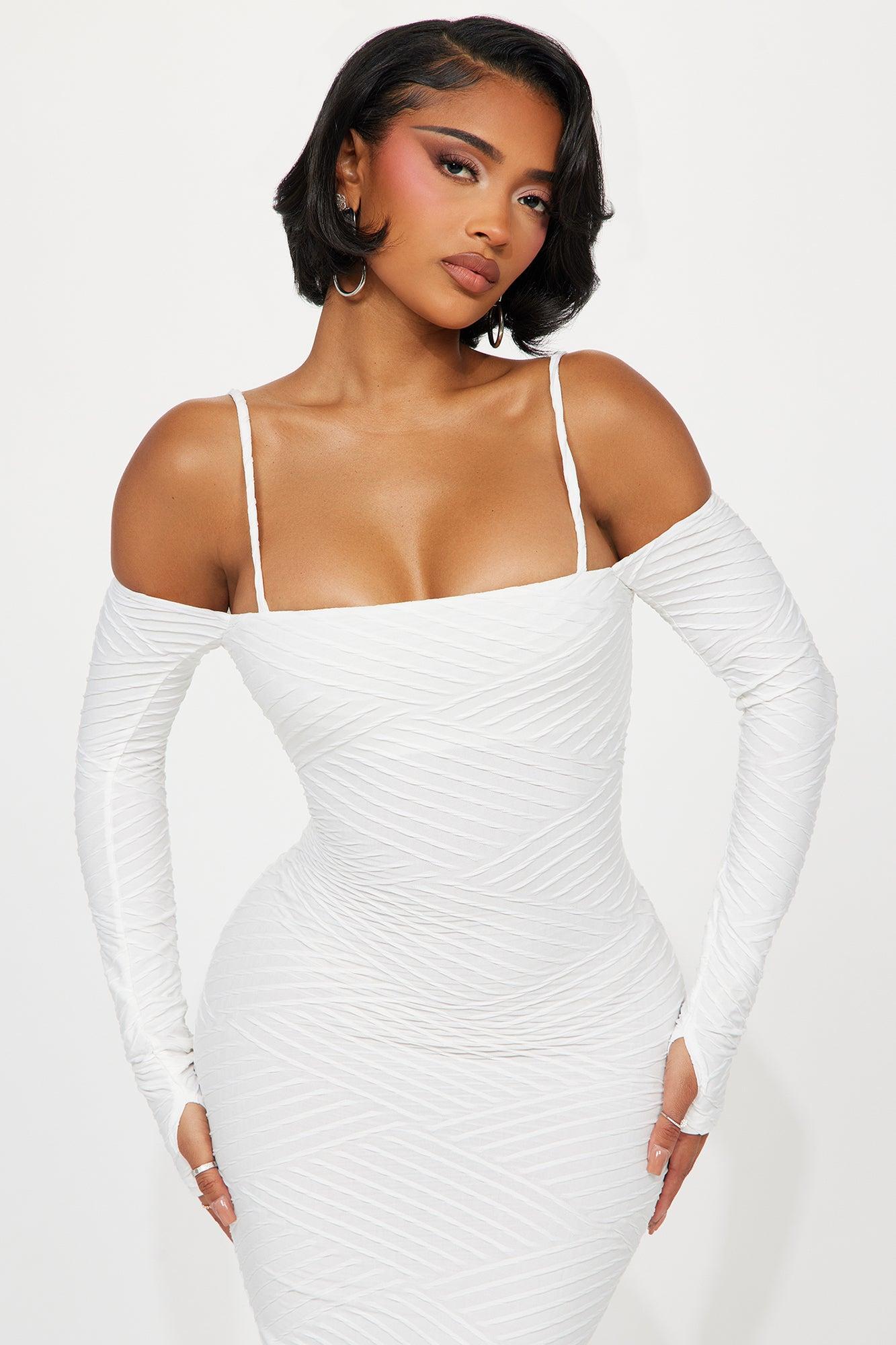 Paola Textured Midi Dress - White Product Image