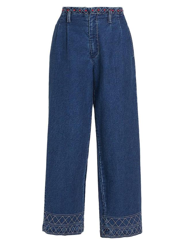 Womens Murray Embroidered Denim Trousers Product Image