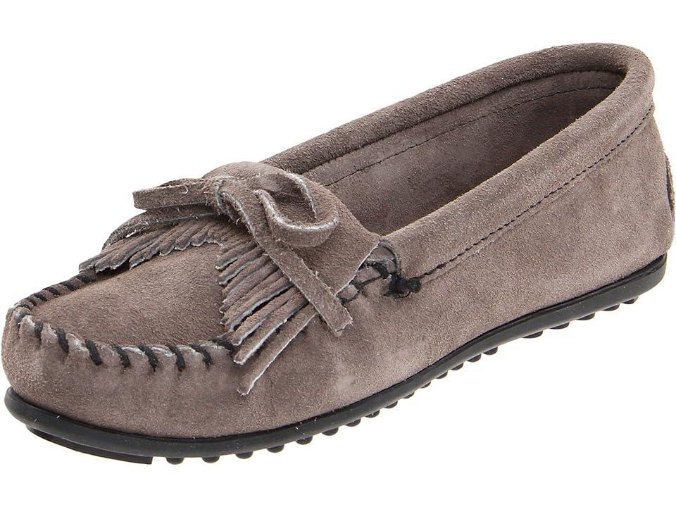 Minnetonka Kilty Suede Moc (Medium Grey Suede) Women's Moccasin Shoes Product Image