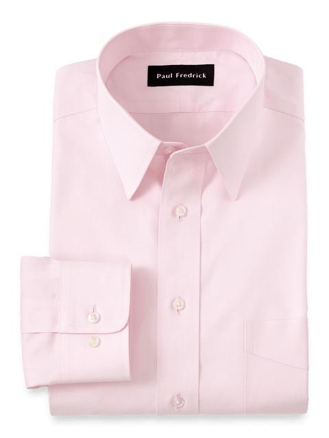 Non-Iron Cotton Pinpoint Solid Point Collar Dress Shirt - Pink Product Image