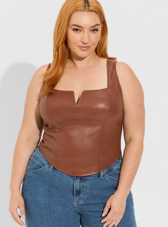 Faux Leather Cropped Tank Product Image