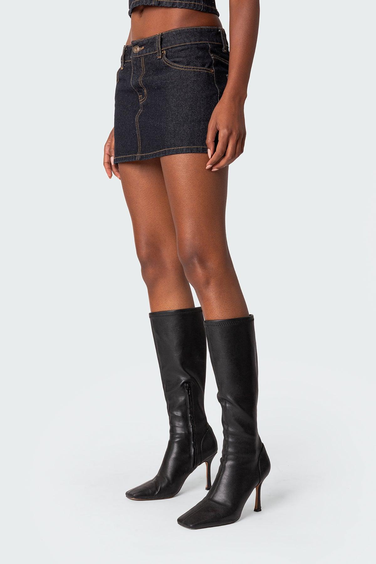 Foster Washed Denim Mini Skirt Product Image